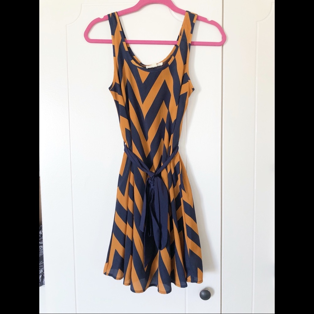 Lush blue and orange cheveron midi dress